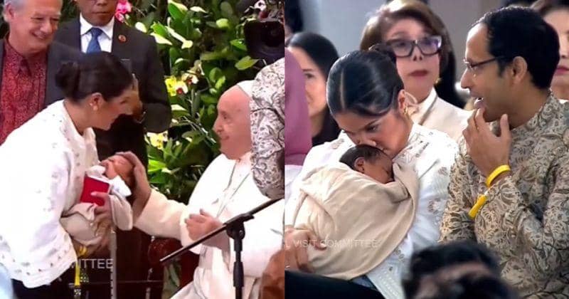 Momen Anak Nadiem Makarim Diberkati Paus Fransiskus di Katedral